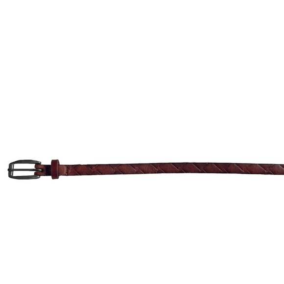 LA Bella Brown Genuine Leather Skinny Belt Size L - Picture 4 of 6